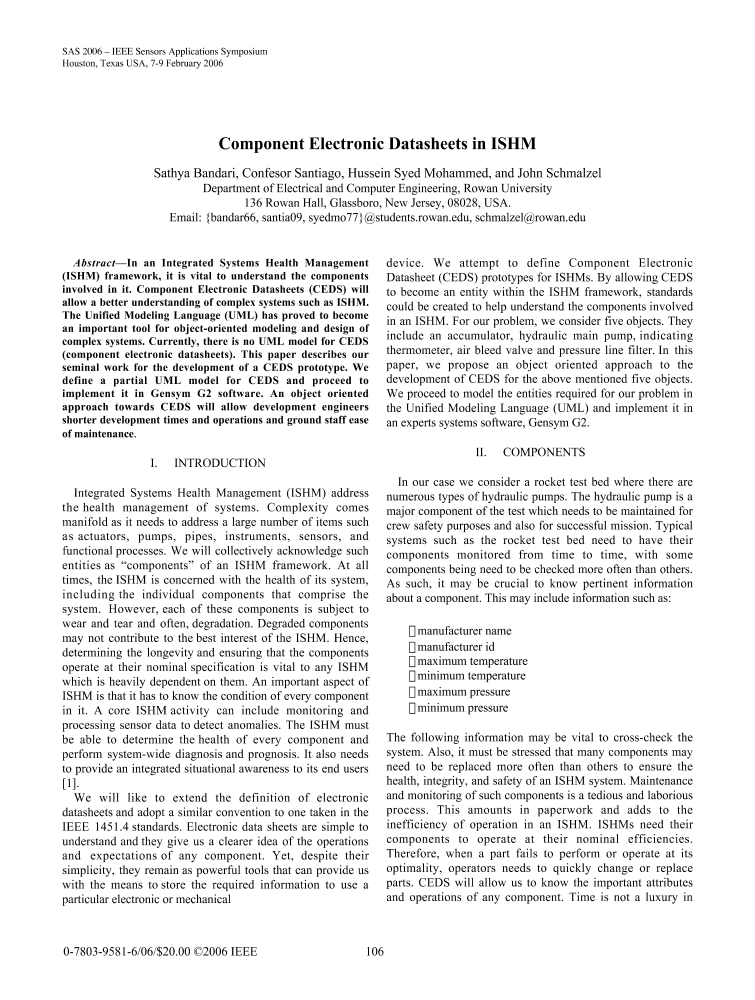 Component electronic datasheets in ISHM IEEE Conference Publication