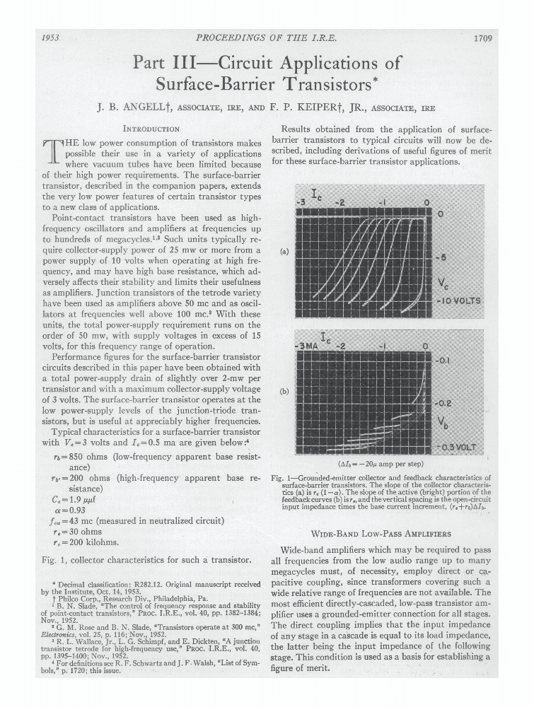 Part III Circuit Applications of SurfaceBarrier Transistors IEEE