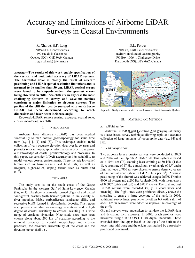 Accuracy and Limitations of Airborne LiDAR Surveys in Coastal