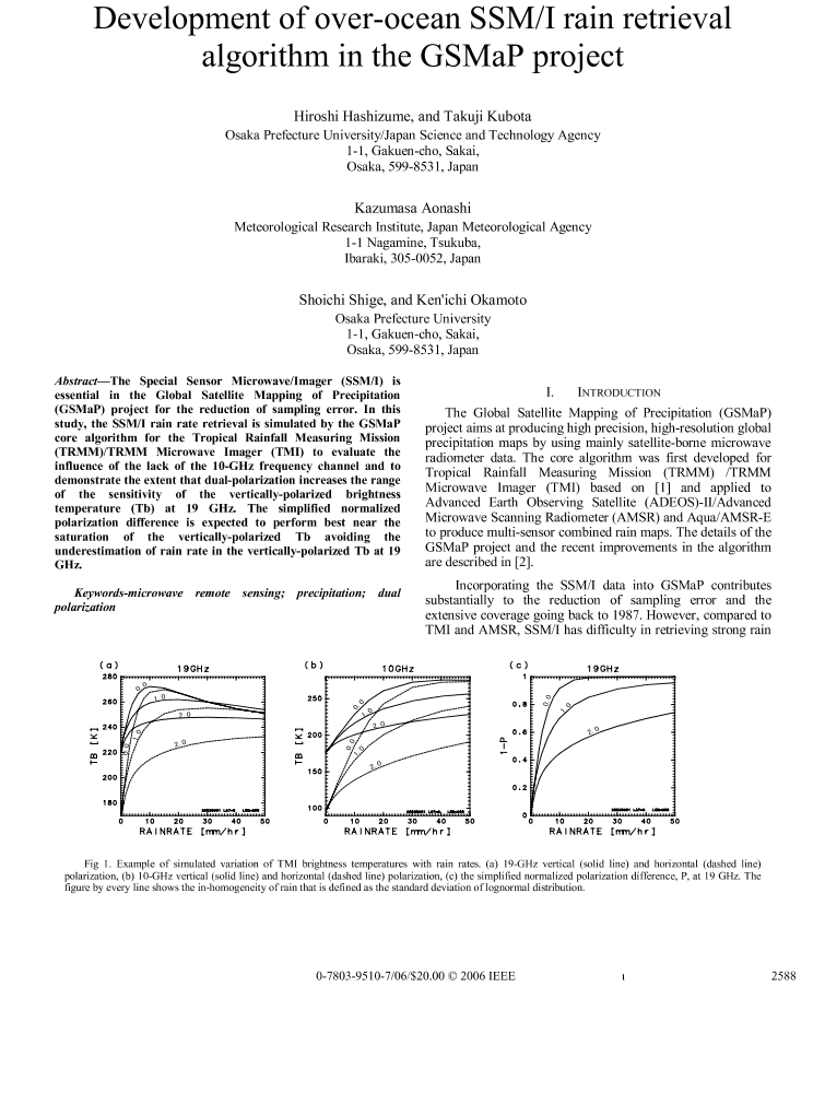 Development of Over-ocean SSM/I Rain Retrieval Algorithm in the GSMaP ...