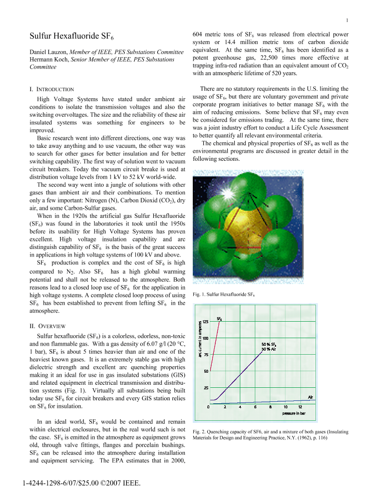 Sulfur Hexafluoride SF6 IEEE Conference Publication IEEE Xplore
