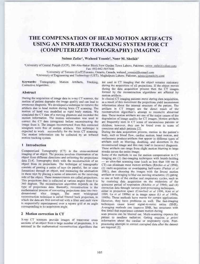 THE COMPENSATION OF HEAD MOTION ARTIFACTS USING AN INFRARED TRACKING