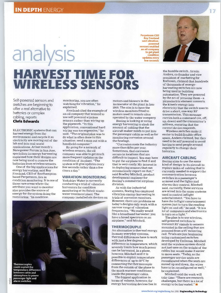 In depth energy Analysis Harvest time for wireless sensors IET