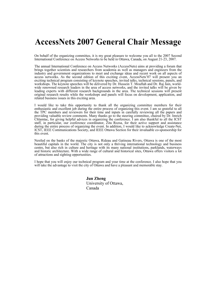 2007 General Chair Message IEEE Conference Publication