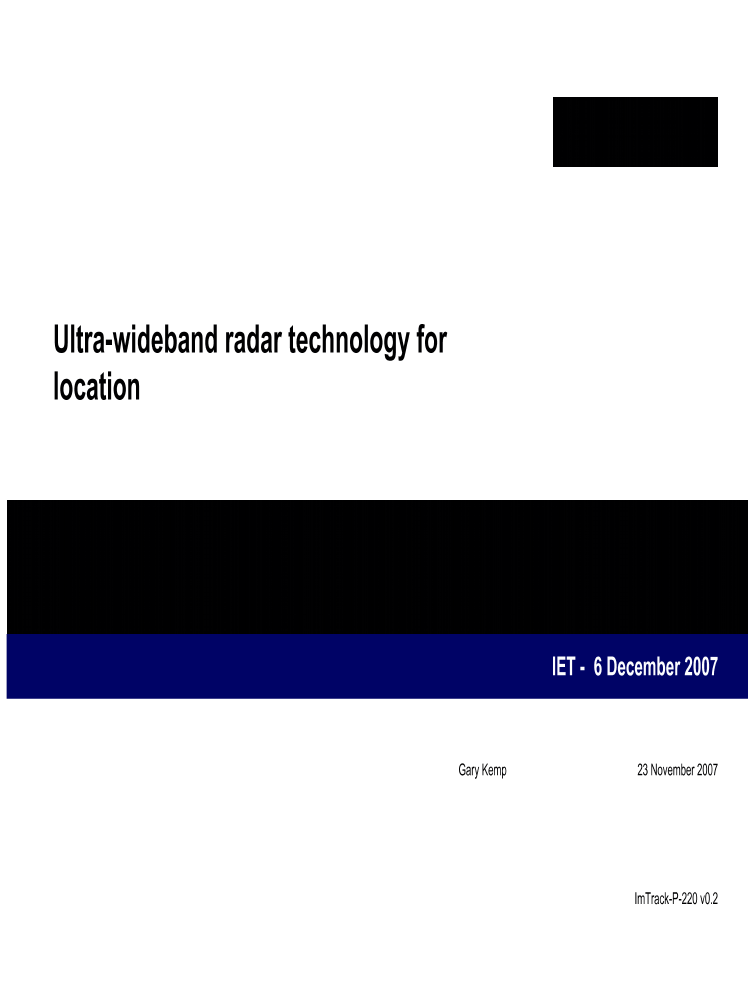 Ultrawideband radar technology for location IET Conference