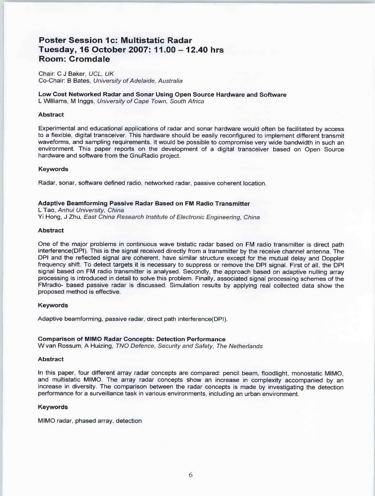 Poster Session 1c Multistatic Radar IET Conference Publication