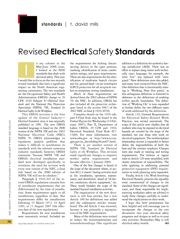 Revised Electrical Safety Standards IEEE Journals & Magazine IEEE