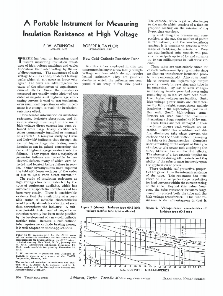 A Portable Instrument for Measuring Insulation Resistance at High