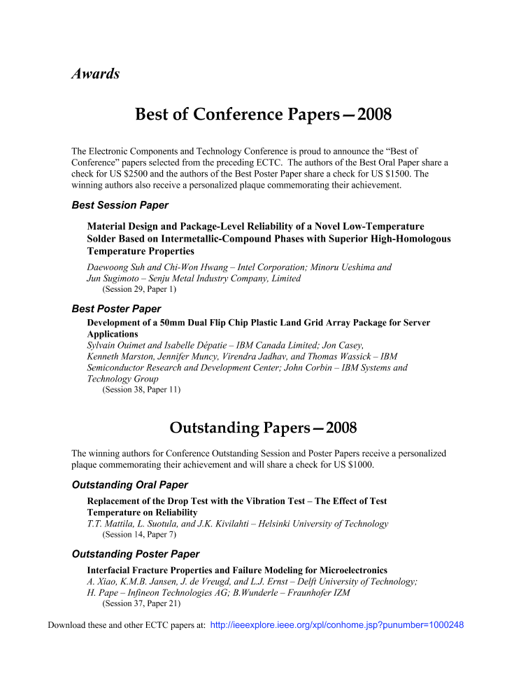 Best of conference papers—2008 IEEE Conference Publication IEEE Xplore