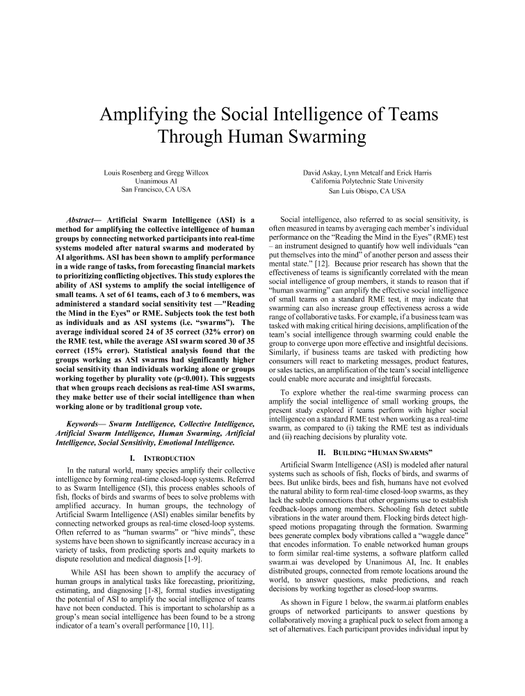 Amplifying The Social Intelligence Of Teams Through Human Swarming Ieee Conference Publication Ieee Xplore
